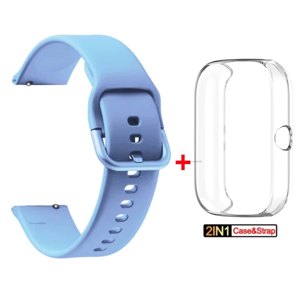 Silicone Strap + TPU Case for Amazfit Bip 3 Pro Smart watch Strap Bracelet for Huami Amazfit Bip 3 Wristband Accessories Band