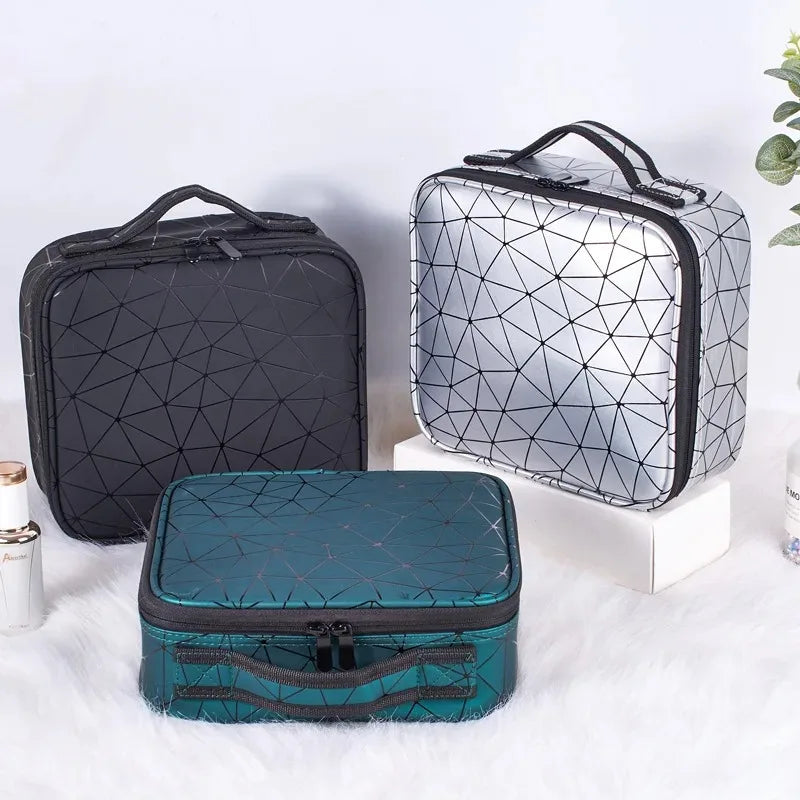 New Makeup Bag For Women Large Capacity Diamond Pattern Cosmetic Bags Beauty Salon Tattoos Nail Art Tool Bin Case