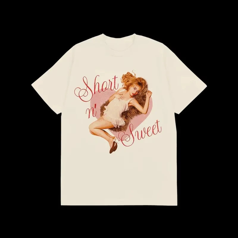 Sabrina Carpenter Album Short n' Sweet T-shirts Women Summer Female y2k Clothing 100%Cotton Harajuku Fashion Casual Streetwear