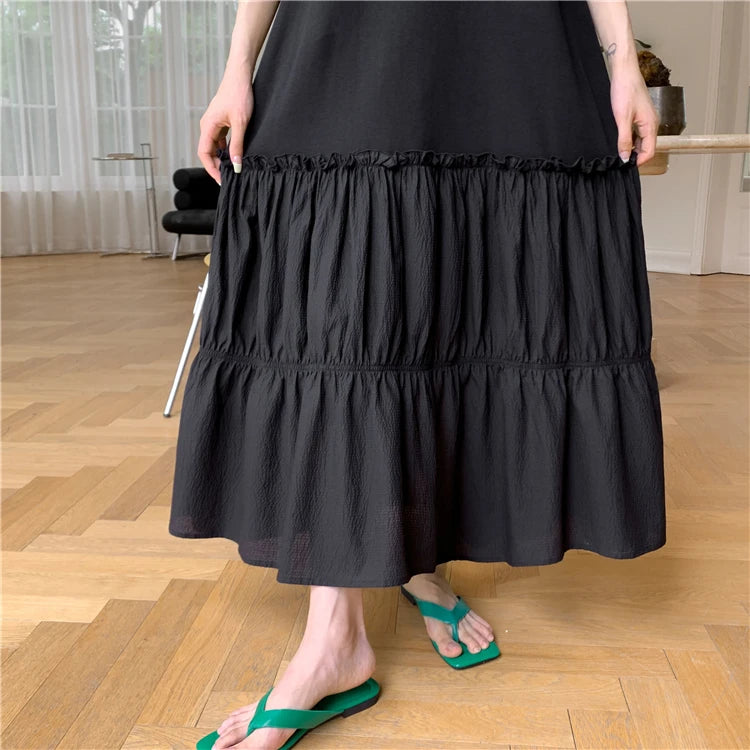 2023 Summer New Korean style dress  Short Sleeve Dress Long Large