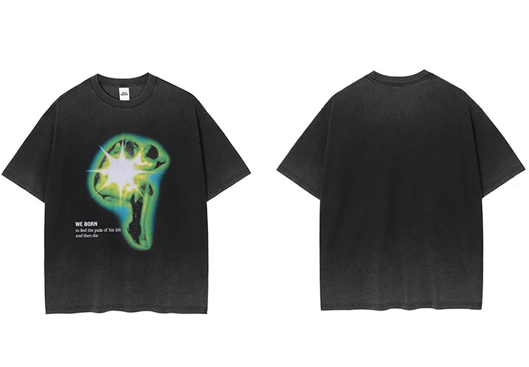 2024 Men Washed Black T-Shirt Hip Hop Streetwear Oversized Graphic T Shirt Cotton Harajuku Vintage Tshirt Unisex Tops Tees Y2K